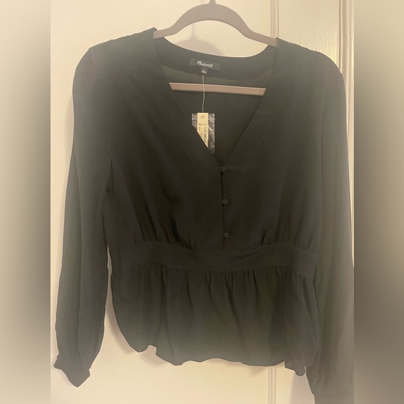 Madewell silk v neck peplum top size small - Picture 3 of 11